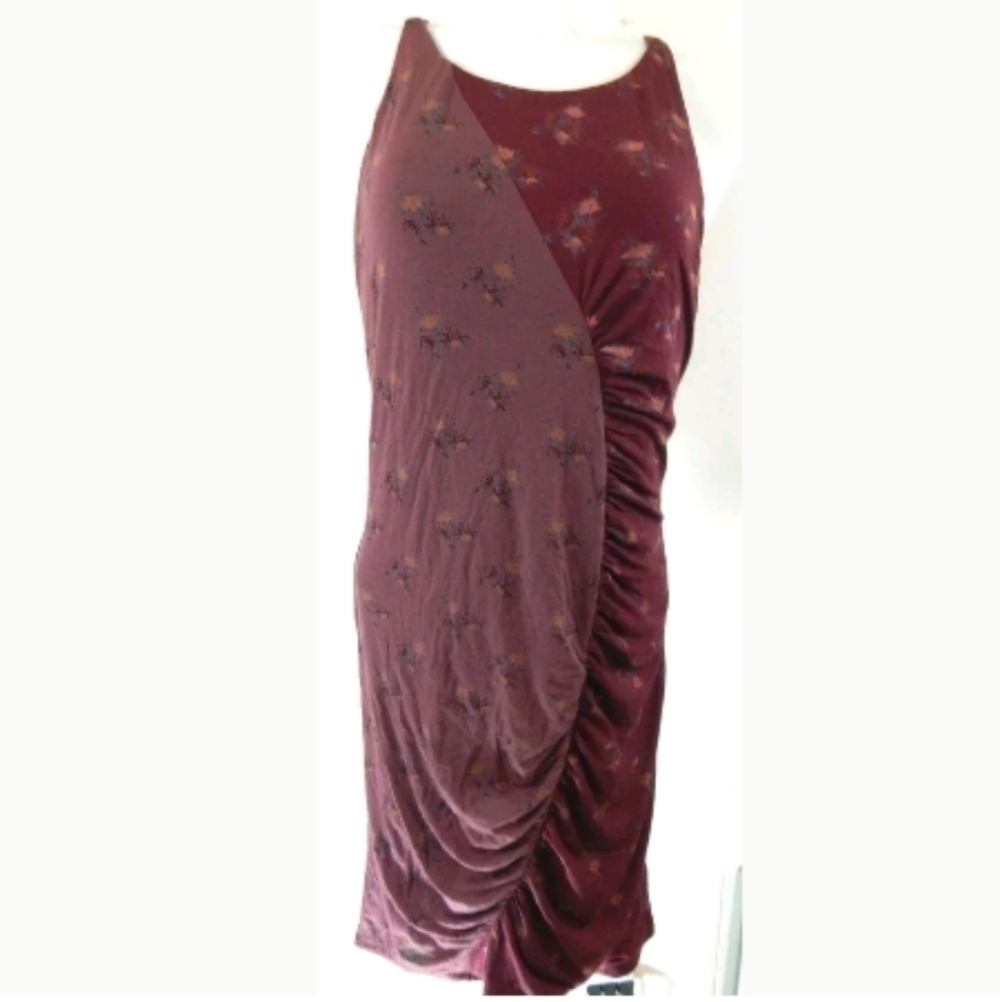 Free People Two Tone Floral Burgundy Dress
